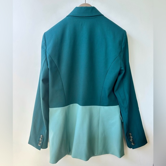EUC Argent Colorblocked Single Button Blazer Wool Green/Blue Jacket, size 8 - Picture 8 of 15